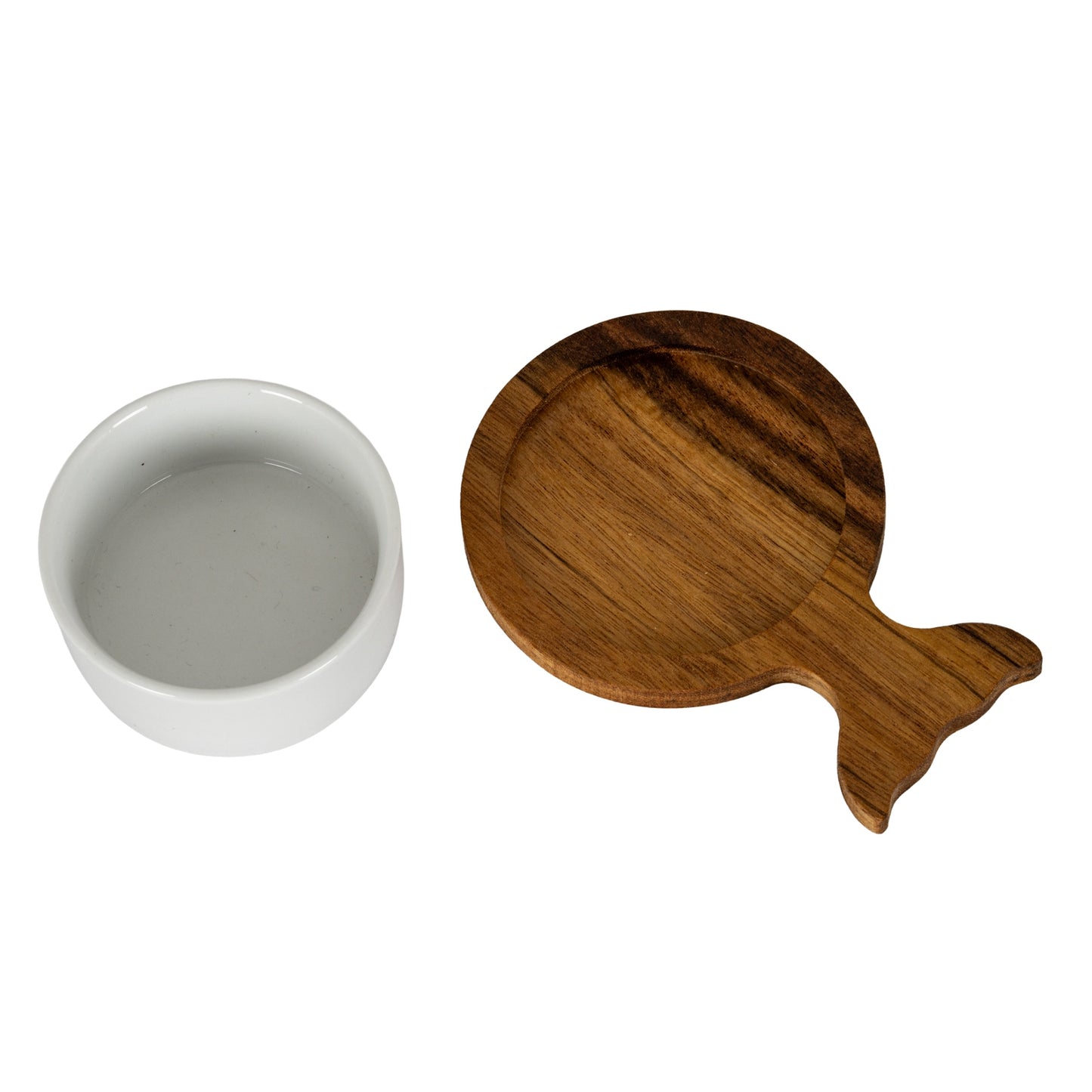 Set Of 4 Acacia Fishtail Serving Trays with Ceramic Bowls - image 5