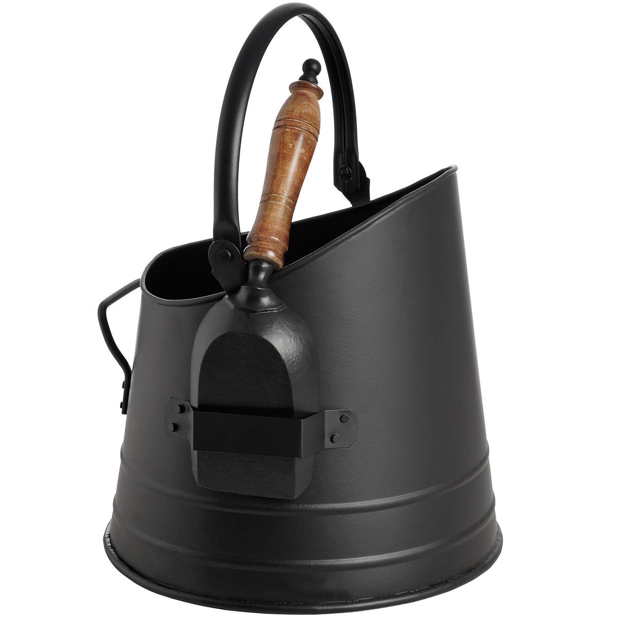 Black Coal Bucket with Teak Handle Shovel - image 2