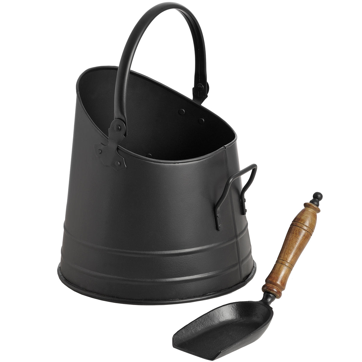 Black Coal Bucket with Teak Handle Shovel - image 3