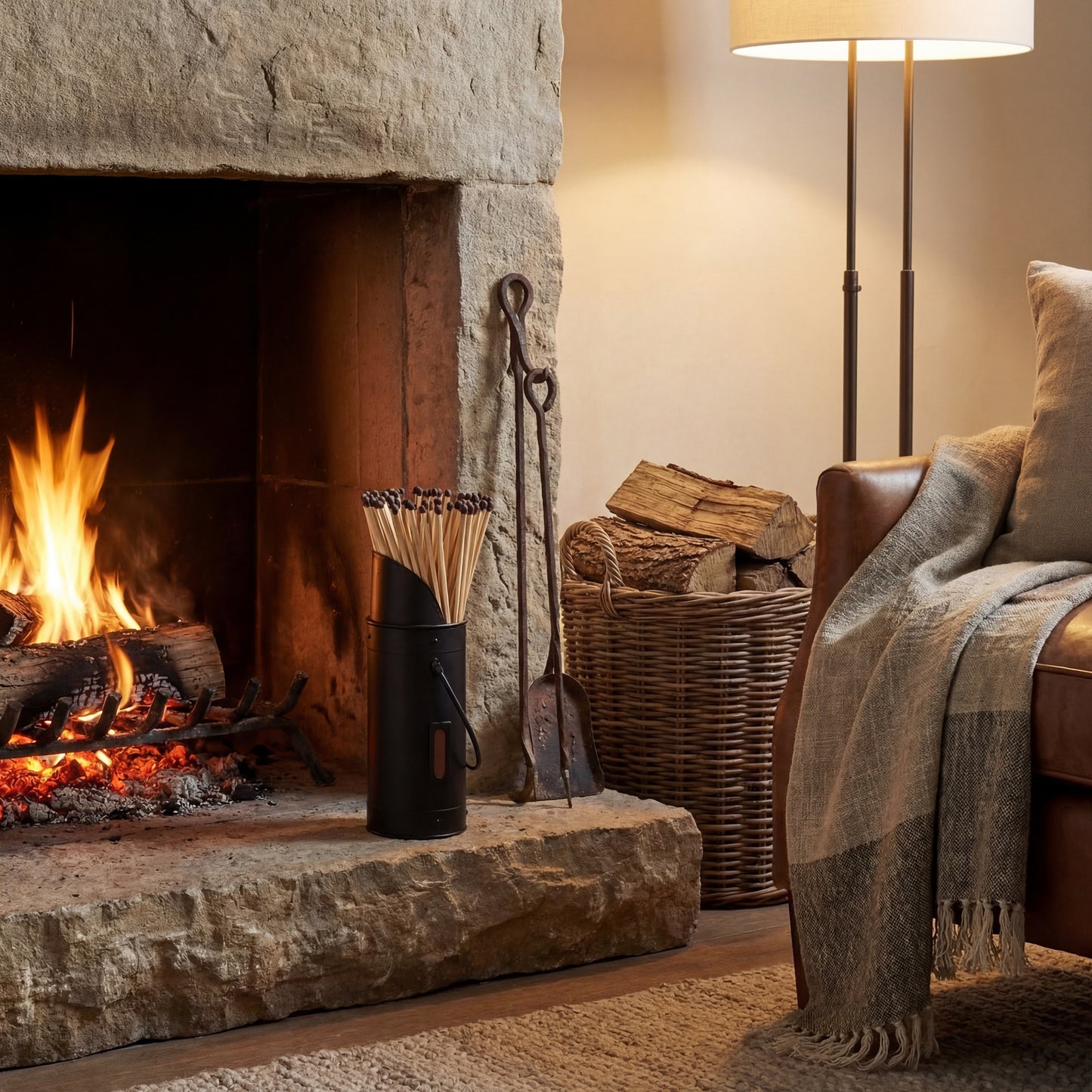 Black Matchstick Holder with 60 Matches