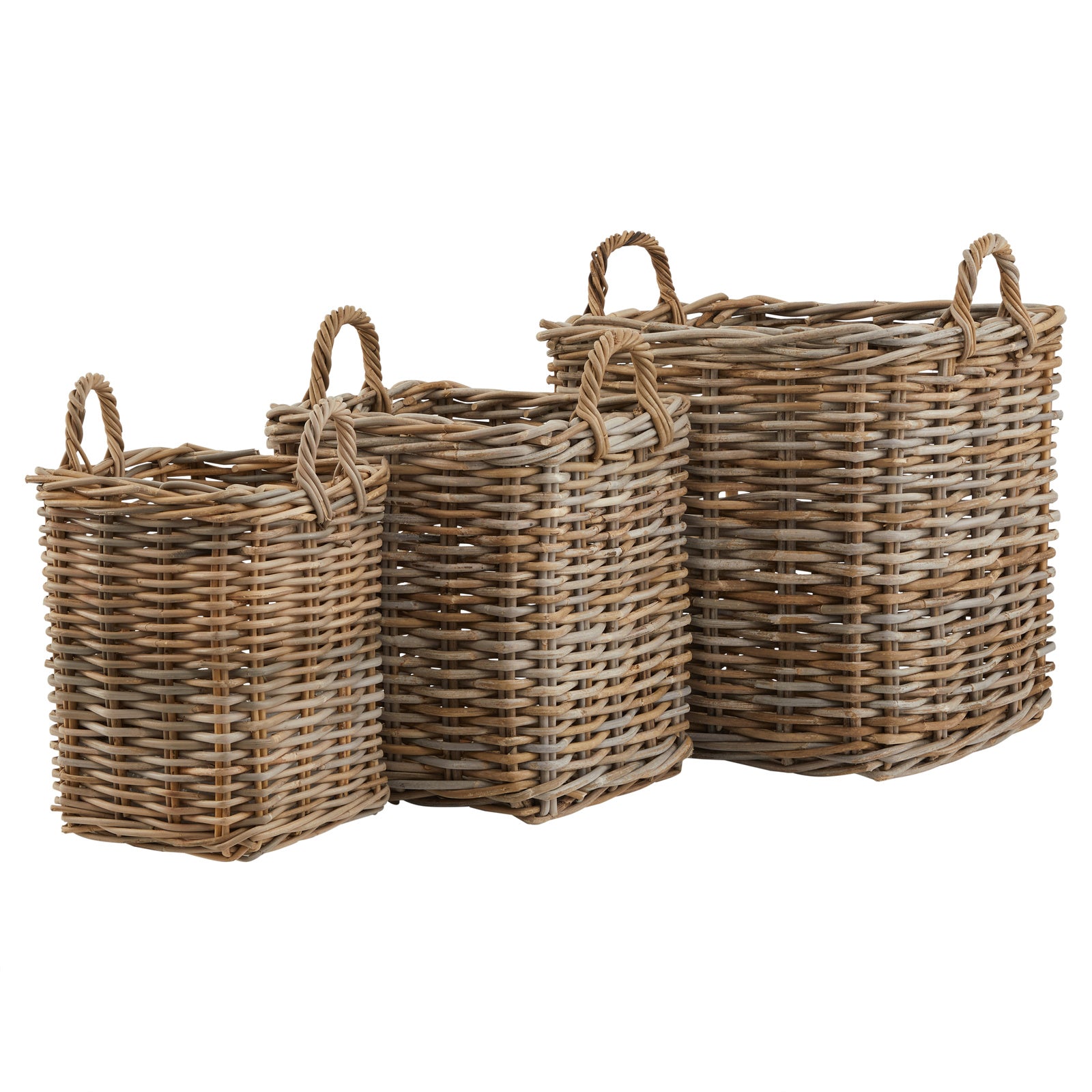 Set of 3 Kubu Rattan Square Storage Baskets - image 2