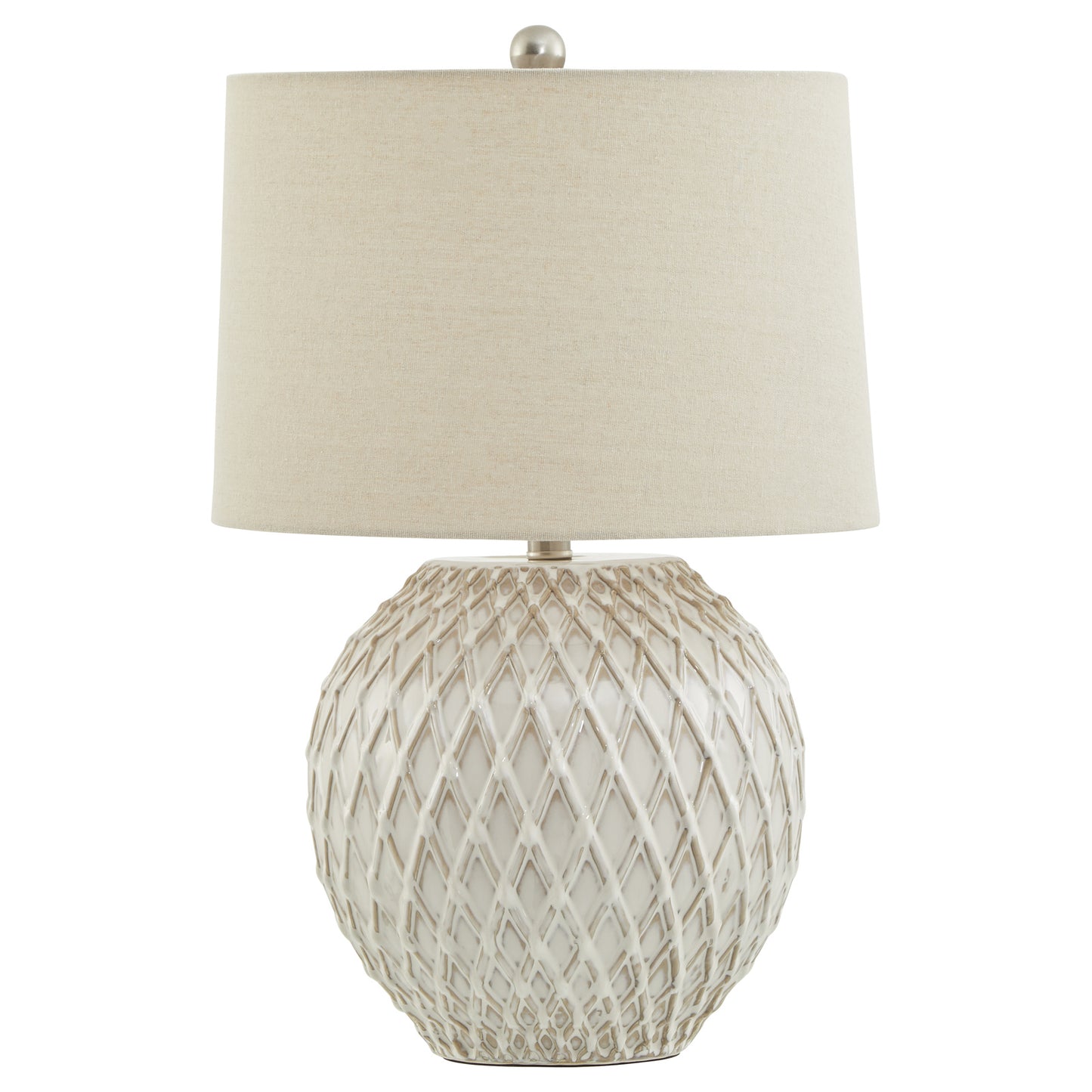 Lattice Ceramic Table Lamp With Linen Shade - image 2