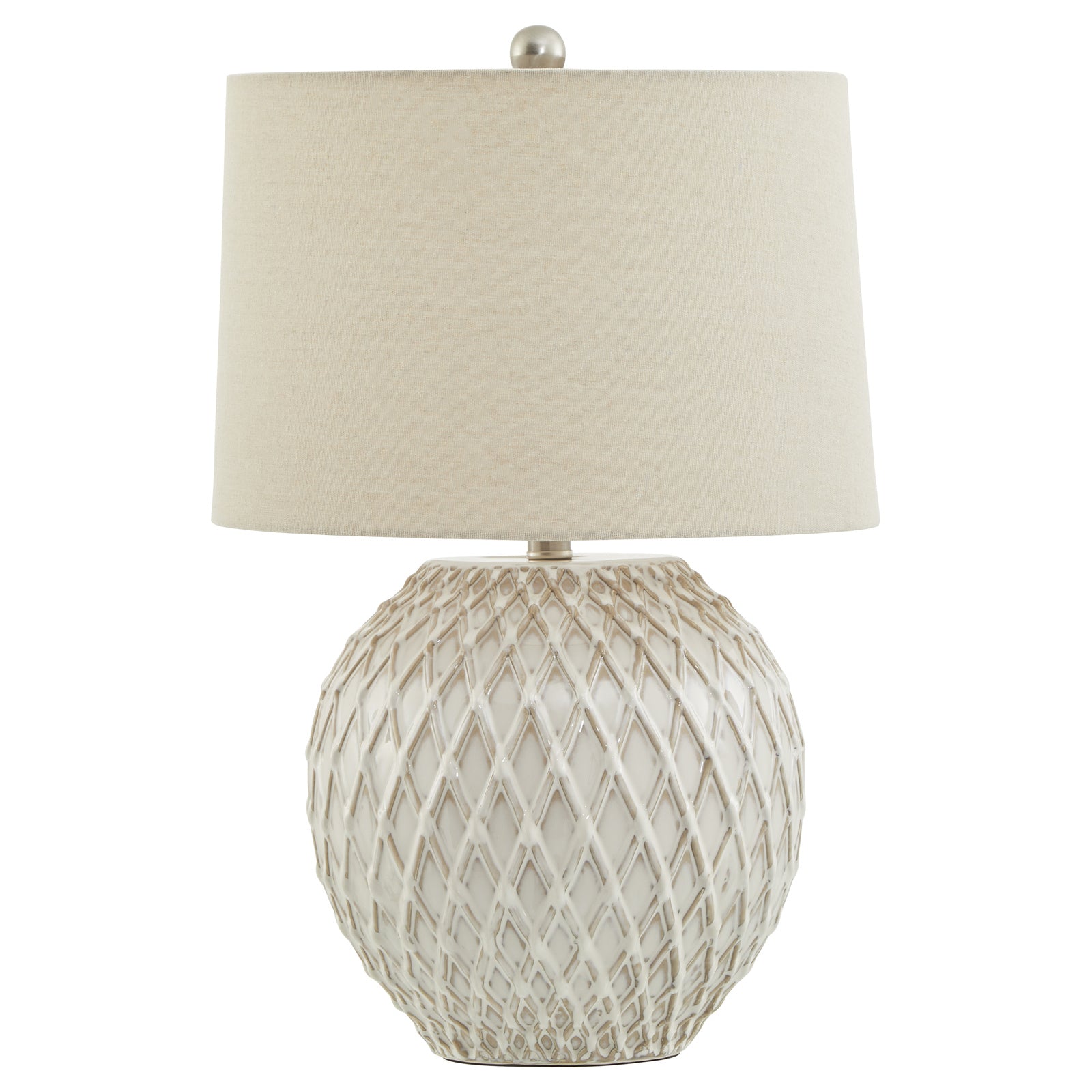 Lattice Ceramic Table Lamp With Linen Shade - image 2
