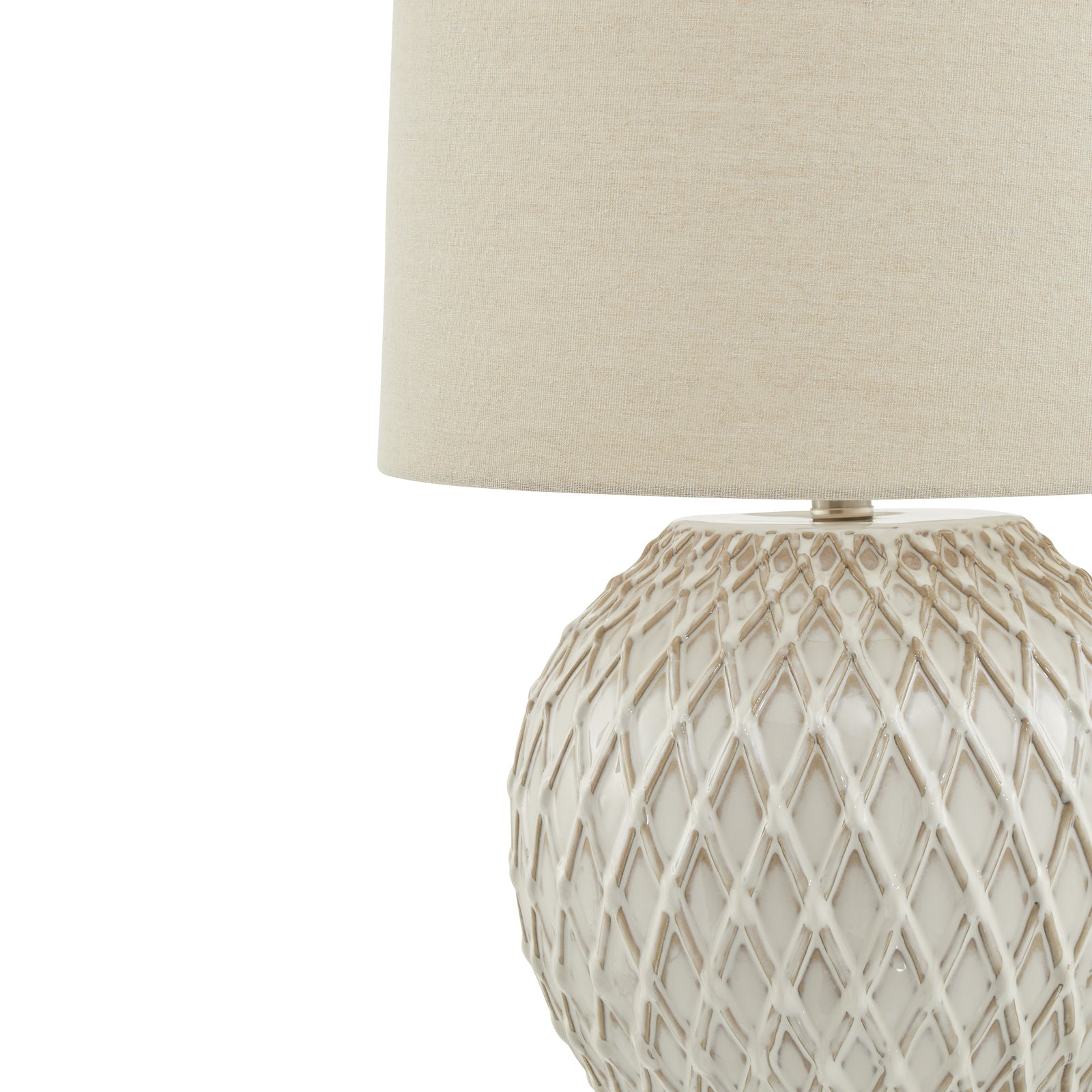 Lattice Ceramic Table Lamp With Linen Shade - image 3