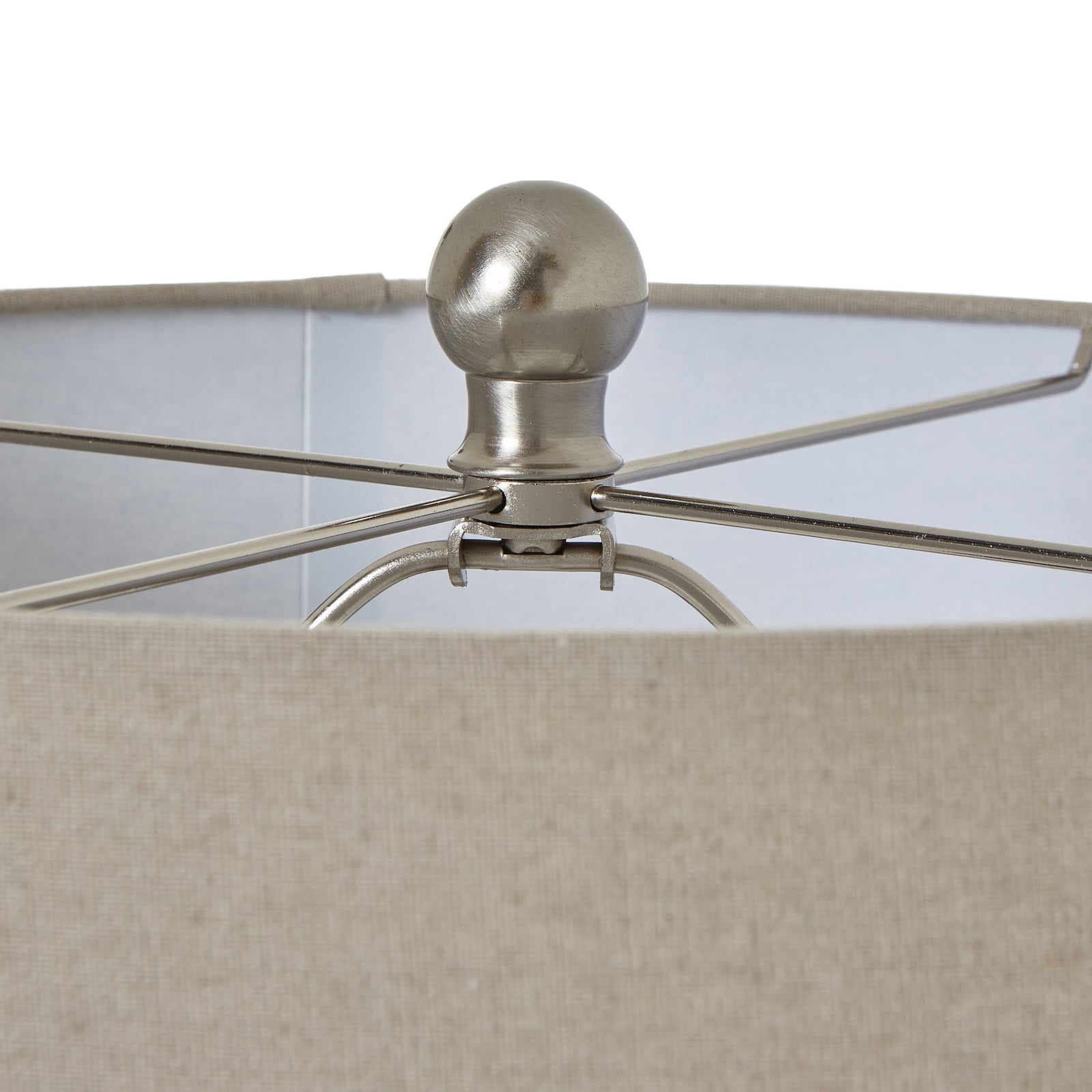 Squat White Beaded Ceramic Lamp With Linen Shade - image 4