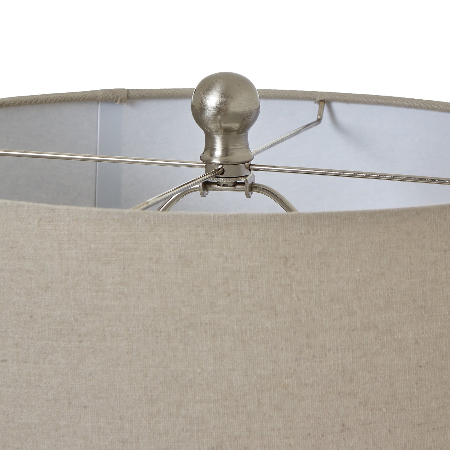 White Beaded Ceramic Lamp With Linen Shade - image 2