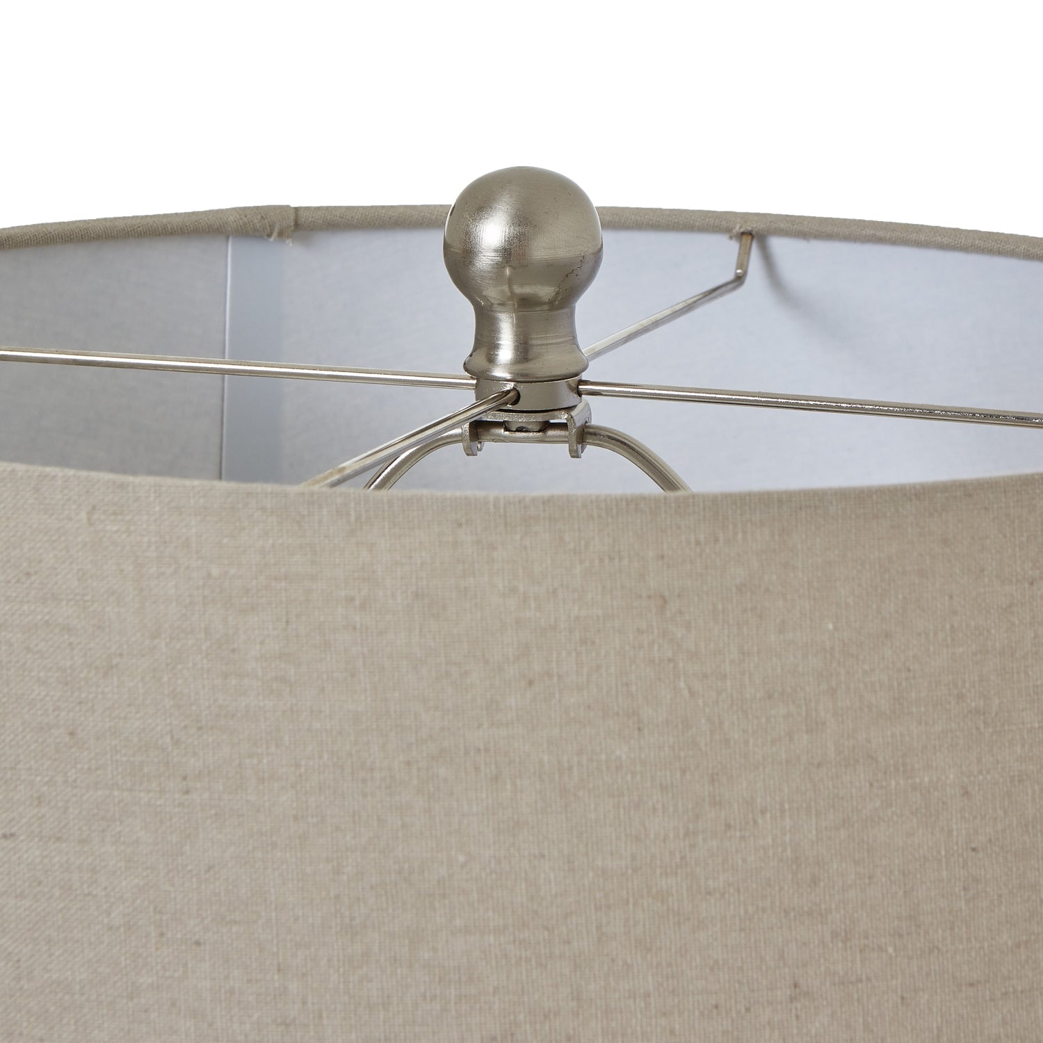 White Beaded Ceramic Lamp With Linen Shade - image 2
