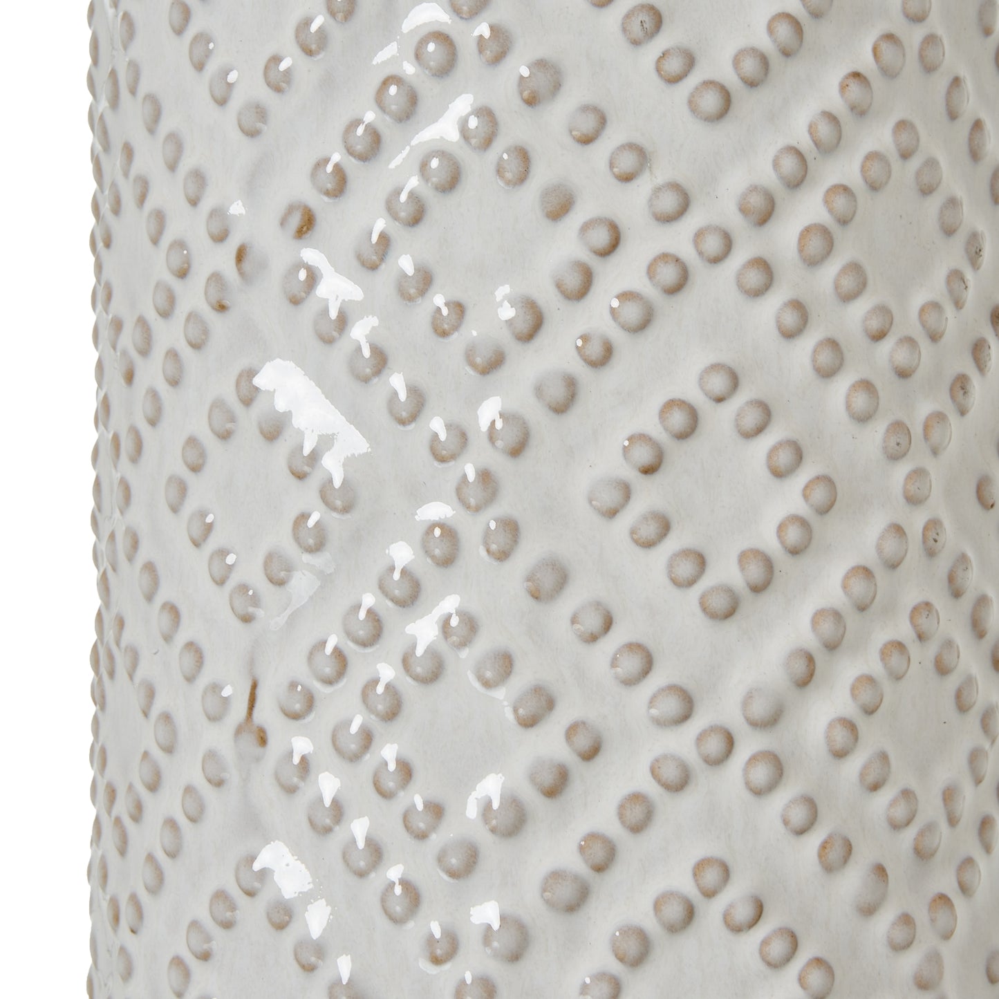 White Beaded Ceramic Lamp With Linen Shade - image 3