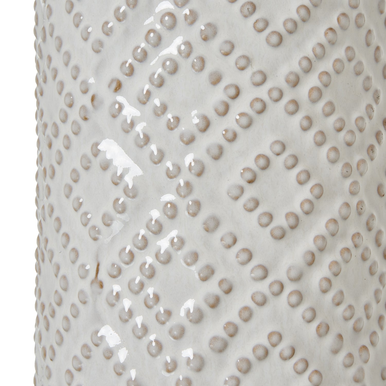 White Beaded Ceramic Lamp With Linen Shade - image 3