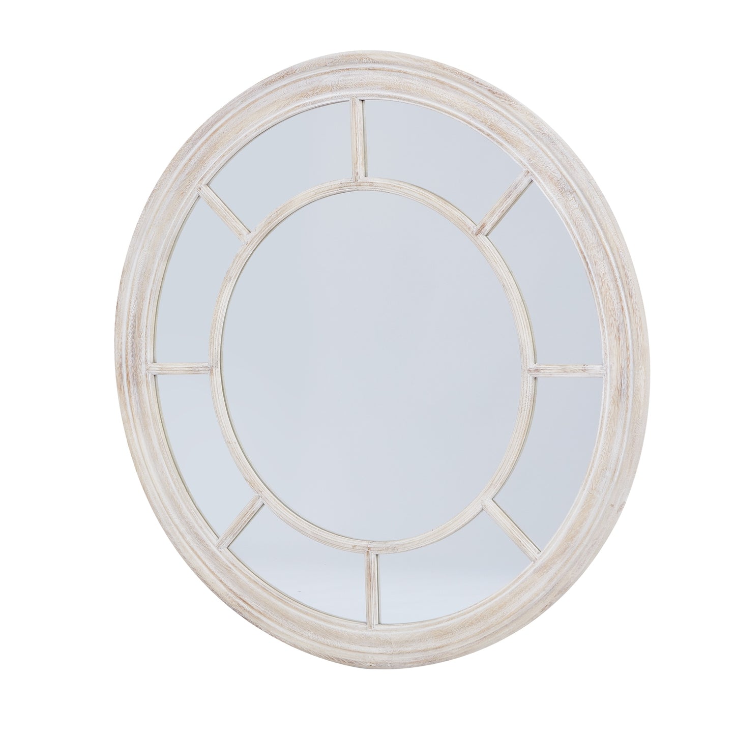 Washed Wood Framed Round Mirror - image 2