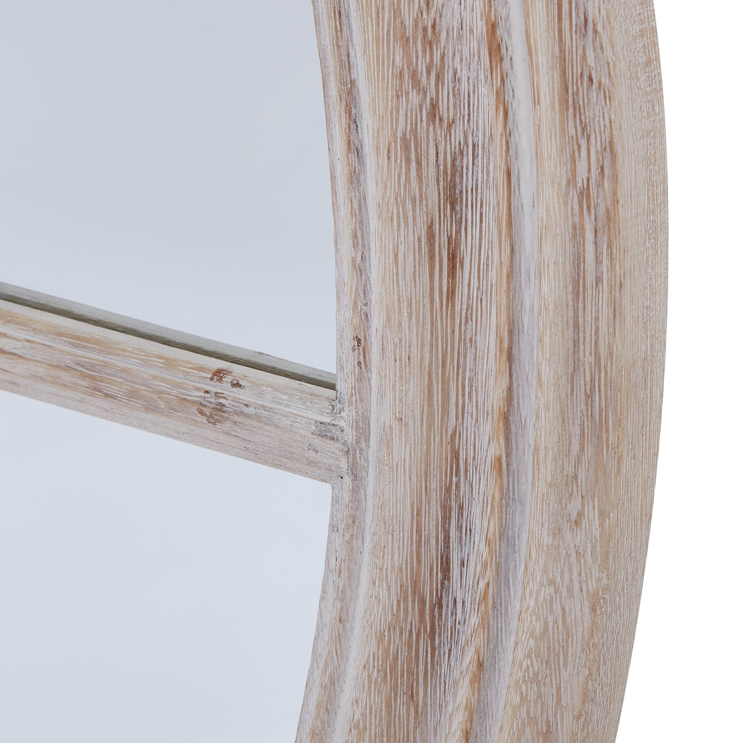 Washed Wood Framed Round Mirror - image 4