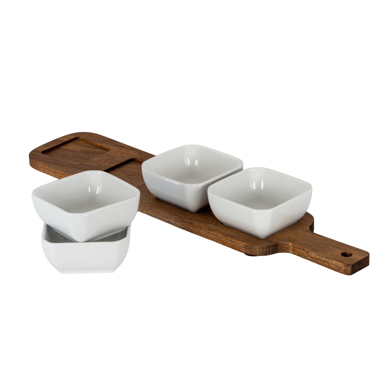 Acacia Serving Board including Four Ceramic Serving Bowls - image 3