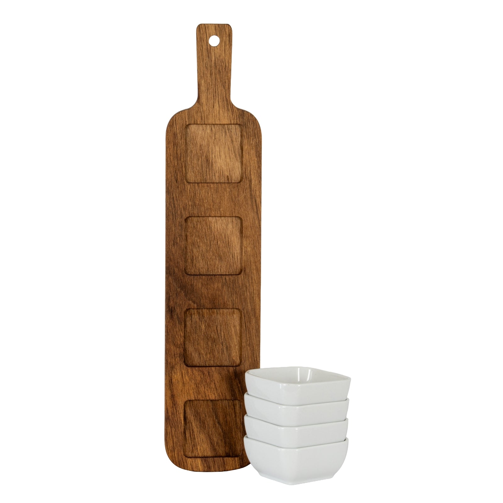Acacia Serving Board including Four Ceramic Serving Bowls - image 4