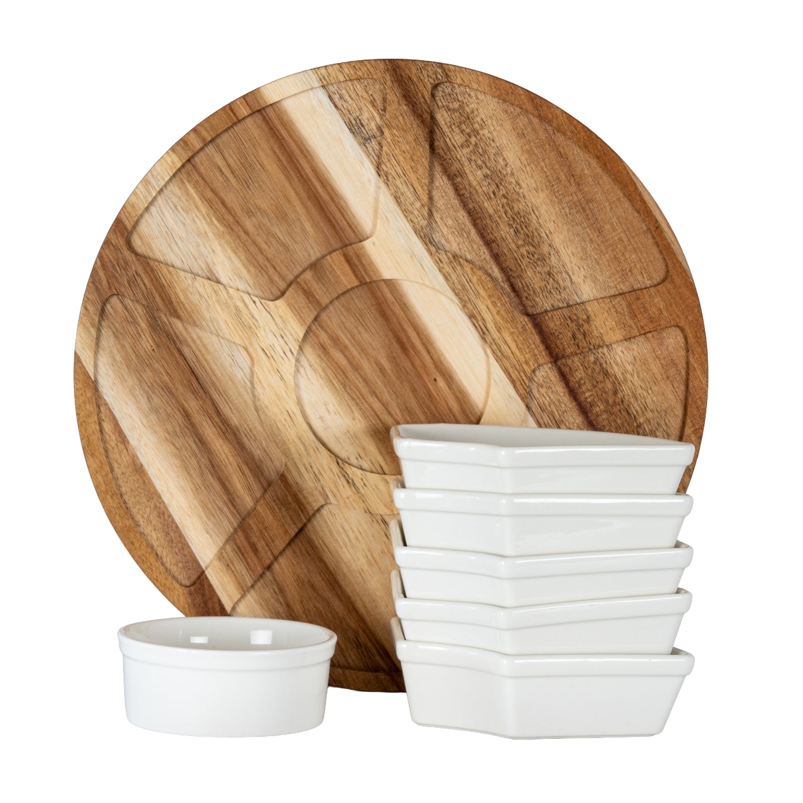 Acacia Lazy Susan including Ceramic Serving Bowls - image 5