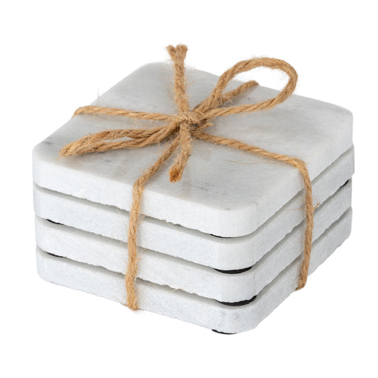 Set of Four Square Marble Coasters